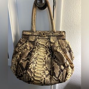 Zagliani python puffy satchel